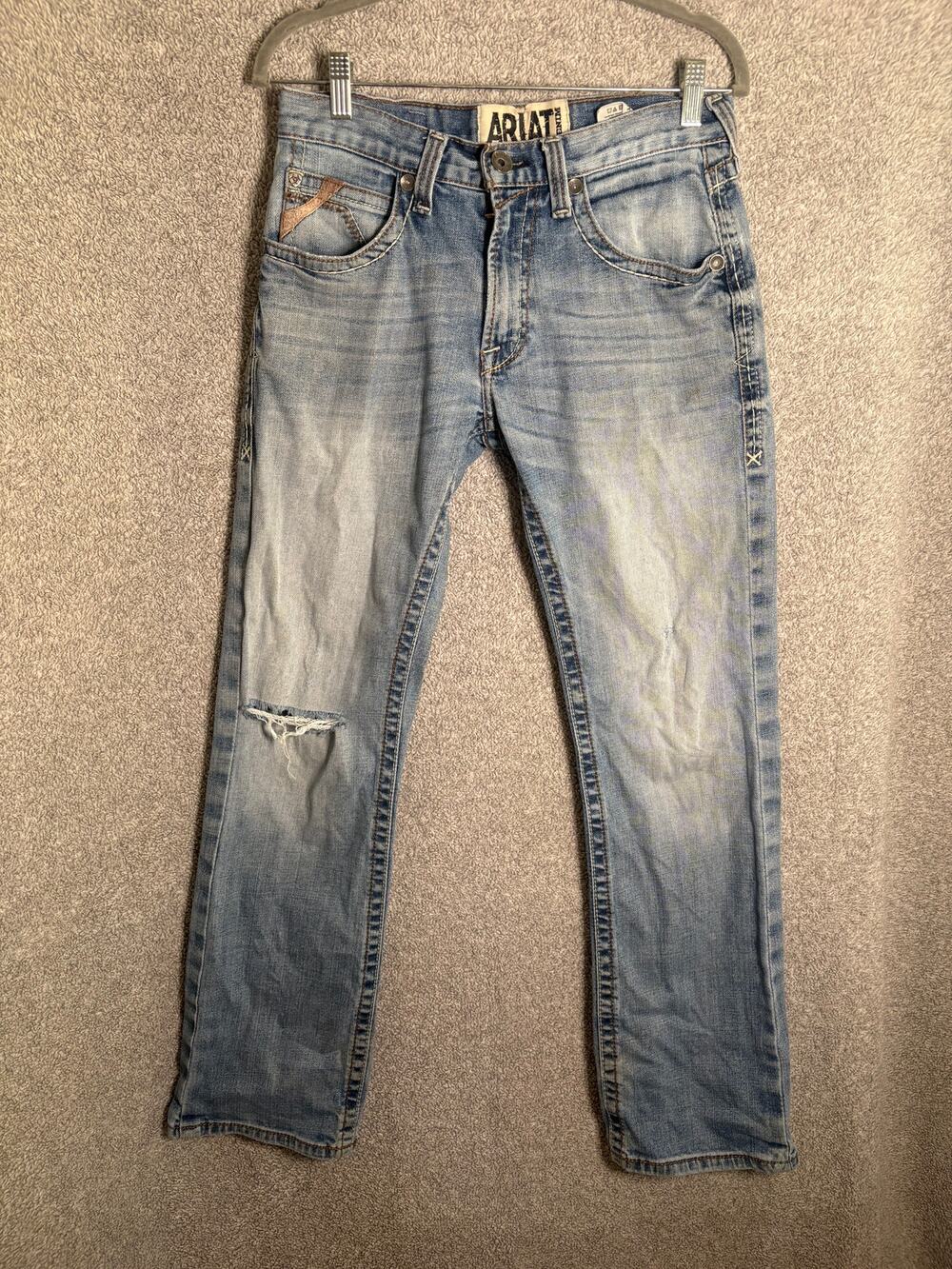 Ariat M5 Mens 29x32 Straight Jeans Distressed Western Y2K